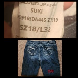 Women's Silver Suki Jeans Size 18